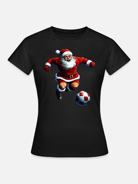 Weihnachtsmänner Fussball / Fussballer Weihnachtsm - Frauen T-Shirt - Schwarz