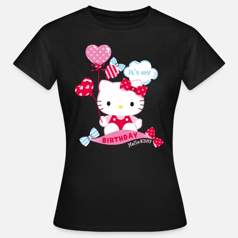 Hello Kitty con globos Diseño de cumpleaños - Camiseta mujer - negro