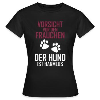 Vorsicht vor dem Frauchen - Frauen T-Shirt - Schwarz - Vorne - AI Model Female 172 dark (172cm)