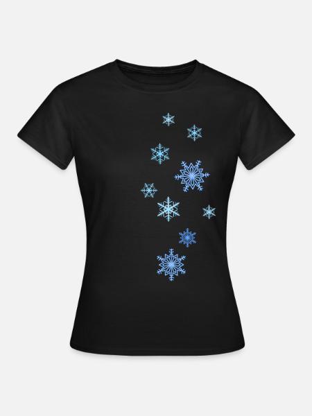 Étoiles de neige, flocons de neige - T-shirt Femme - noir