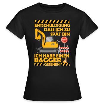 Ich habe einen Bagger gesehen Kinder Baustelle - Frauen T-Shirt - Schwarz - Vorne - AI Model Female 172 dark (172cm)