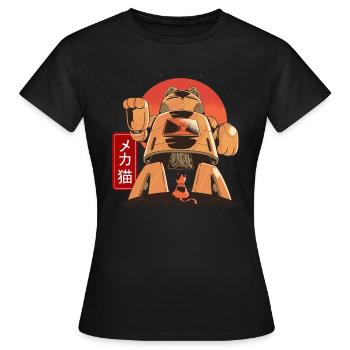 Cat Mech Robot Anime Mécanique Japonaise - T-shirt Femme - noir - Devant - AI Model Female 172 dark (172cm)