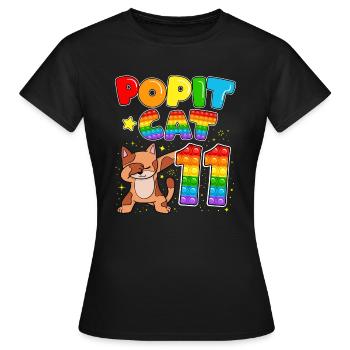 Pop it Cat Alles Gute Zum 11. Geburtstag Der Katze - Frauen T-Shirt - Schwarz - Vorne - AI Model Female 172 dark (172cm)