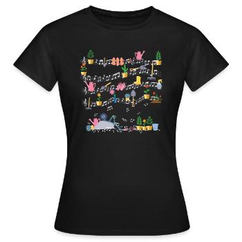 Musikalische Gartenarbeit Garten Natur Pflanze - Frauen T-Shirt - Schwarz - Vorne - AI Model Female 172 dark (172cm)