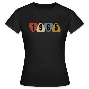 Né en 1965 guitariste de guitare pick - T-shirt Femme - noir - Devant - AI Model Female 172 dark (172cm)