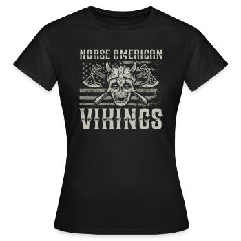 Vikings américains nordiques Us Independence Day - T-shirt Femme - noir - Devant - AI Model Female 172 dark (172cm)