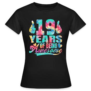 19e anniversaire ou anniversaire 19 ans d’existence - T-shirt Femme - noir - Devant - AI Model Female 172 dark (172cm)