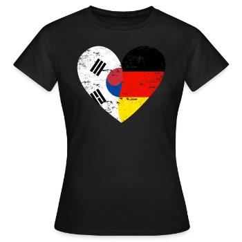 Corée du Sud Allemagne Flag Heart - T-shirt Femme - noir - Devant - AI Model Female 172 dark (172cm)