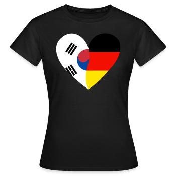 South Korea Germany Texture Flaggenherz - Frauen T-Shirt - Schwarz - Vorne - AI Model Female 172 dark (172cm)