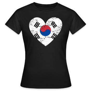 South Korea Flaggenherz - Frauen T-Shirt - Schwarz - Vorne - AI Model Female 172 dark (172cm)