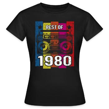 Meilleur de 1980 Stéréo Radio Cassette Player - T-shirt Femme - noir - Devant - AI Model Female 172 dark (172cm)
