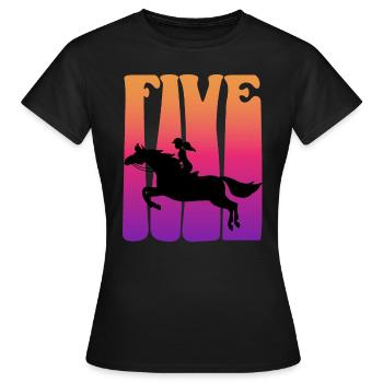Girl riding, I am 5 years old, children 5. - Women's T-Shirt - black - Front - AI Model Female 172 dark (172cm)