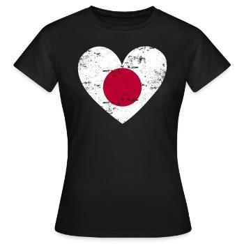 Cœur du drapeau du Japon - T-shirt Femme - noir - Devant - AI Model Female 172 dark (172cm)