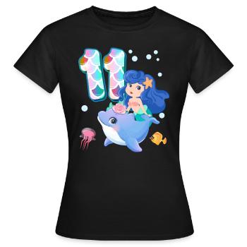 11th Birthday | Mermaid Birthday | - Women's T-Shirt - black - Front - AI Model Female 172 dark (172cm)