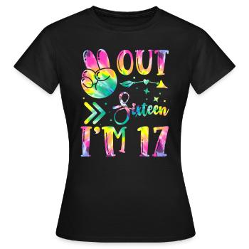 Frieden Aus Sechzehn Ich Bin 17 | Krawatte Färben - Frauen T-Shirt - Schwarz - Vorne - AI Model Female 172 dark (172cm)