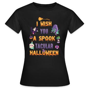 Ich Wünsche Ihnen Ein Gespenstisches Halloweenfest - Frauen T-Shirt - Schwarz - Vorne - AI Model Female 172 dark (172cm)