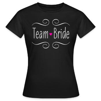 Team Bride Braut rosa Herz Hochzeit Heirat Party - Frauen T-Shirt - Schwarz - Vorne - AI Model Female 172 dark (172cm)
