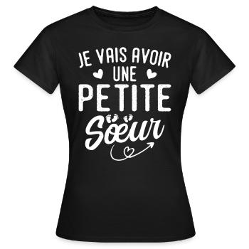 Ich werde eine kleine Schwester haben - Frauen T-Shirt - Schwarz - Vorne - AI Model Female 172 dark (172cm)