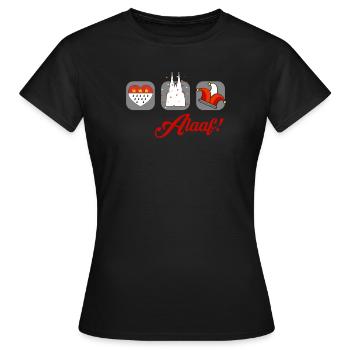 Alaaf Köln Kölle Karneval Wappen Kölner Dom - Frauen T-Shirt - Schwarz - Vorne - AI Model Female 172 dark (172cm)