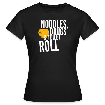 Noodles, Drugs and Toilet Roll - Frauen T-Shirt - Schwarz - Vorne - AI Model Female 172 dark (172cm)