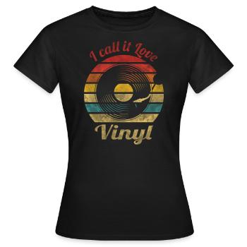 I call it Love Vinyl Retro Vintage Music - Frauen T-Shirt - Schwarz - Vorne - AI Model Female 172 dark (172cm)