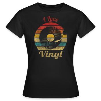 I Love Vinyl Retro Vintage Music - Frauen T-Shirt - Schwarz - Vorne - AI Model Female 172 dark (172cm)