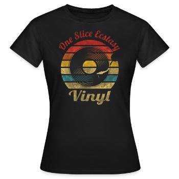One Slice Ecstasy Vinyl Retro Vintage Music - Frauen T-Shirt - Schwarz - Vorne - AI Model Female 172 dark (172cm)