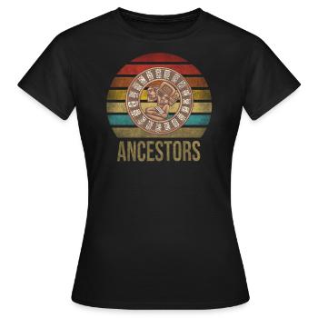 Calendrier Maya Itzamna Rétro Coucher de soleil - T-shirt Femme - noir - Devant - AI Model Female 172 dark (172cm)