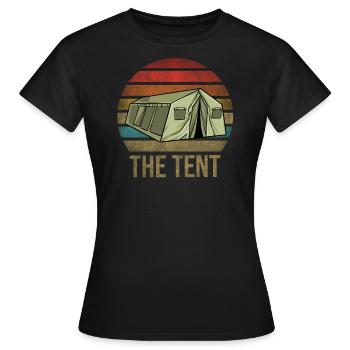 Military Tent Army Retro Sunset Vintage - Women's T-Shirt - black - Front - AI Model Female 172 dark (172cm)