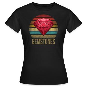 Ruby Gemstone Retro Sunset - Frauen T-Shirt - Schwarz - Vorne - AI Model Female 172 dark (172cm)