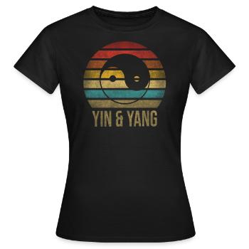Taosim Yin & Yang Zen Retro Coucher de soleil - T-shirt Femme - noir - Devant - AI Model Female 172 dark (172cm)