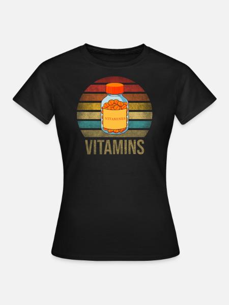 Vitamins Pills Retro Sunset Vintage - Frauen T-Shirt - Schwarz