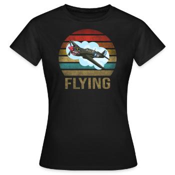 Avion Historique Seconde Guerre mondiale Pilote volant Seconde Guerre mondiale - T-shirt Femme - noir - Devant - AI Model Female 172 dark (172cm)