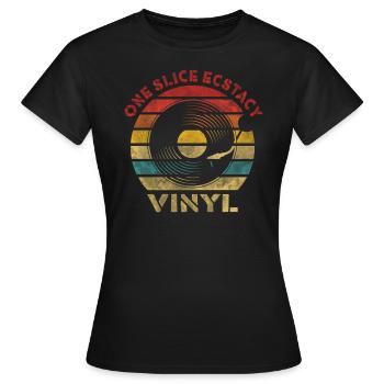 One Slice Ecstasy Vinyl Retro Vintage Music - Frauen T-Shirt - Schwarz - Vorne - AI Model Female 172 dark (172cm)