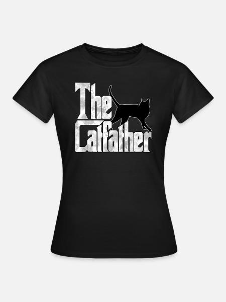 Cat Dad The Catfather Crazy Cat Father Kitty Daddy - Dame-T-shirt - sort