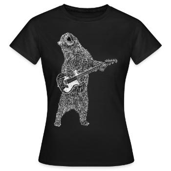 Bär Grizzly spielt E-Gitarre und brüllt dabei - Frauen T-Shirt - Schwarz - Vorne - AI Model Female 172 dark (172cm)