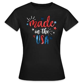 4. Juli Made in USA - Frauen T-Shirt - Schwarz - Vorne - AI Model Female 172 dark (172cm)