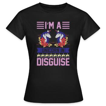 Je suis une licorne déguisée - T-shirt Femme - noir - Devant - AI Model Female 172 dark (172cm)
