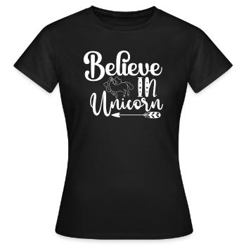 Belief in Unicorn Unicorn - Women's T-Shirt - black - Front - AI Model Female 172 dark (172cm)