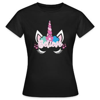 Belief in Unicorn Unicorn - Women's T-Shirt - black - Front - AI Model Female 172 dark (172cm)