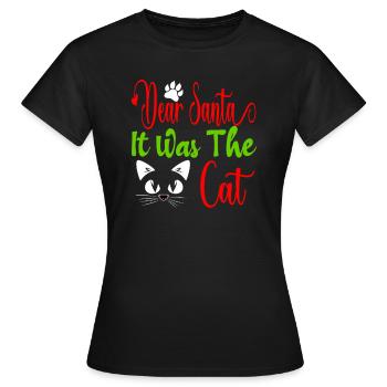 Lieber Weihnachtsmann es war die Katze - Frauen T-Shirt - Schwarz - Vorne - AI Model Female 172 dark (172cm)