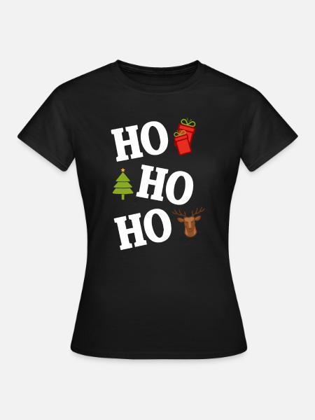 Ho ho ho Ugly Christmas Sweater - Frauen T-Shirt - Schwarz