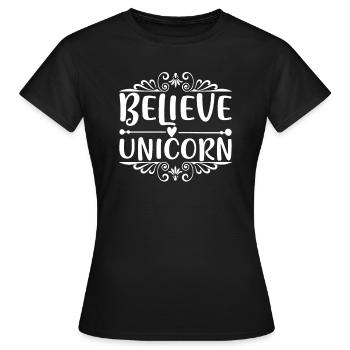 Belief in Unicorn Unicorn - Women's T-Shirt - black - Front - AI Model Female 172 dark (172cm)