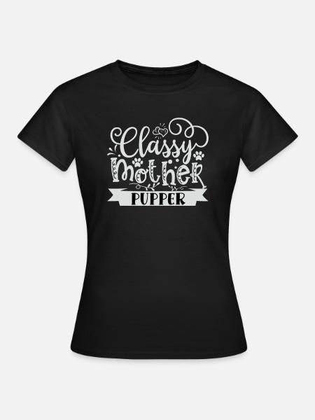Stilvolle Welpen Mutter - Frauen T-Shirt - Schwarz