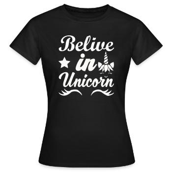 Belief in Unicorns Unicorn - Women's T-Shirt - black - Front - AI Model Female 172 dark (172cm)