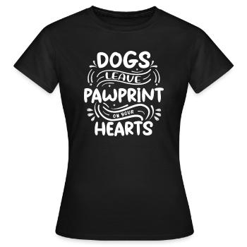 Dogs leave pawprints on your hearts - Women's T-Shirt - black - Front - AI Model Female 172 dark (172cm)