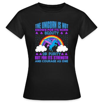 Licorne La licorne n’est pas connue pour sa beauté - T-shirt Femme - noir - Devant - AI Model Female 172 dark (172cm)
