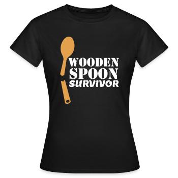 Homme Cuillère en bois Survivor idée italienne - T-shirt Femme - noir - Devant - AI Model Female 172 dark (172cm)