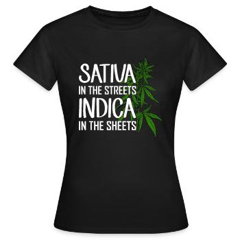 Sativa In The Streets Indica In The Sheets - Women's T-Shirt - black - Front - AI Model Female 172 dark (172cm)