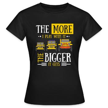 Plus je joue avec, plus il grossit - T-shirt Femme - noir - Devant - AI Model Female 172 dark (172cm)